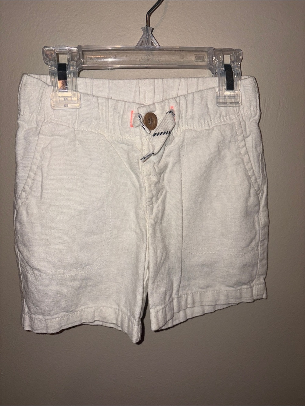 Carter's White Boy’s Elastic Waist Linen-Blend Shorts